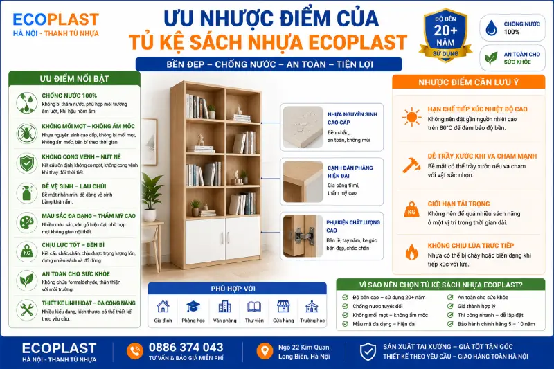 Ưu nhược điểm của tủ kệ sách nhựa Ecoplast