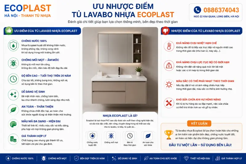 Ưu nhược điểm của tủ lavabo nhựa Ecoplast
