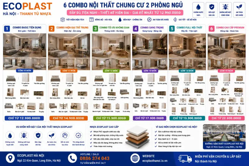 combo nội thất chung cư 2 phòng ngủ