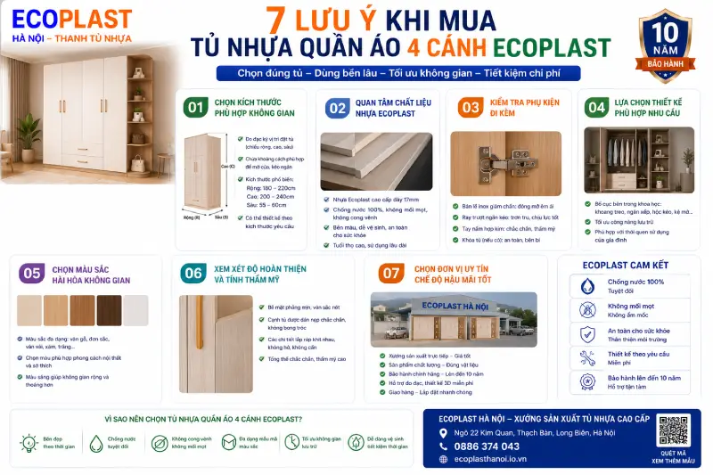 lưu ý khi mua tủ nhựa quần áo 4 cánh Ecoplast