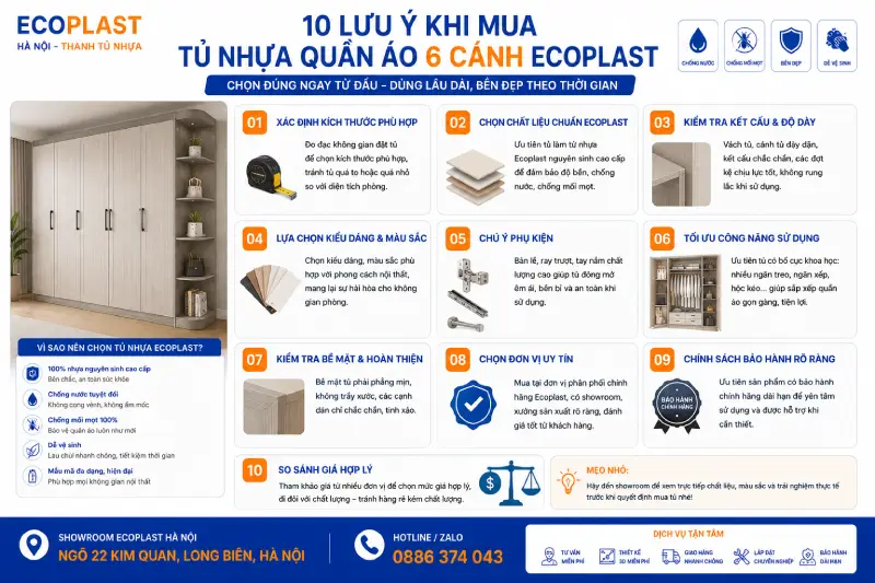 lưu ý khi mua tủ nhựa quần áo 6 cánh Ecoplast