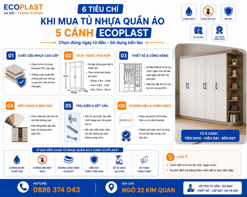 tiêu chí khi mua tủ nhựa quần áo 5 cánh Ecoplast
