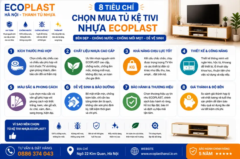 tiêu chí mua tủ kệ nhựa tivi Ecoplast