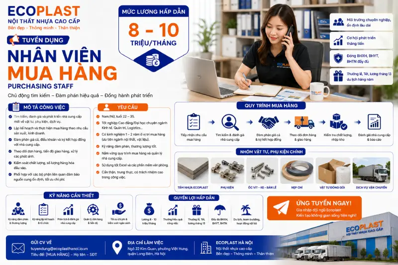 tuyển dụng Nhân viên mua hàng Purchasing Staff