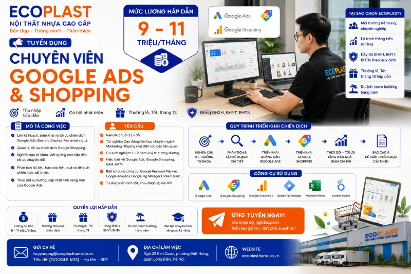tuyển dụng chuyên viên Google Ads & Shopping