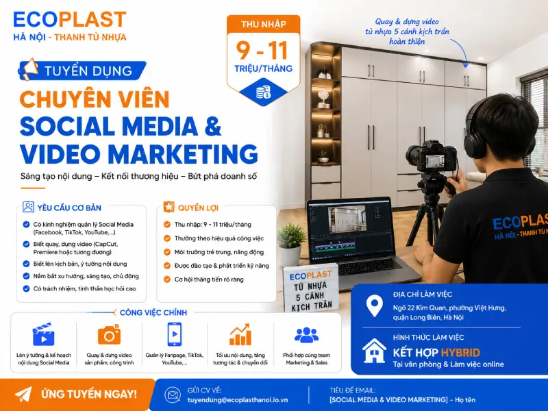 tuyển dụng chuyên viên Social Media & Video Marketing