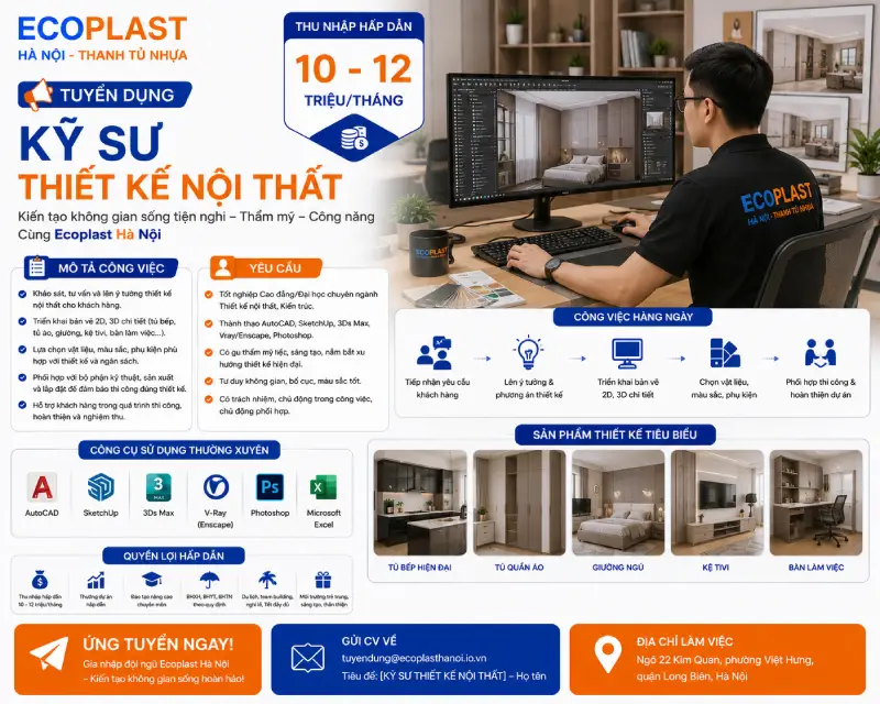 tuyển dụng kỹ sư thiết kế nội thất