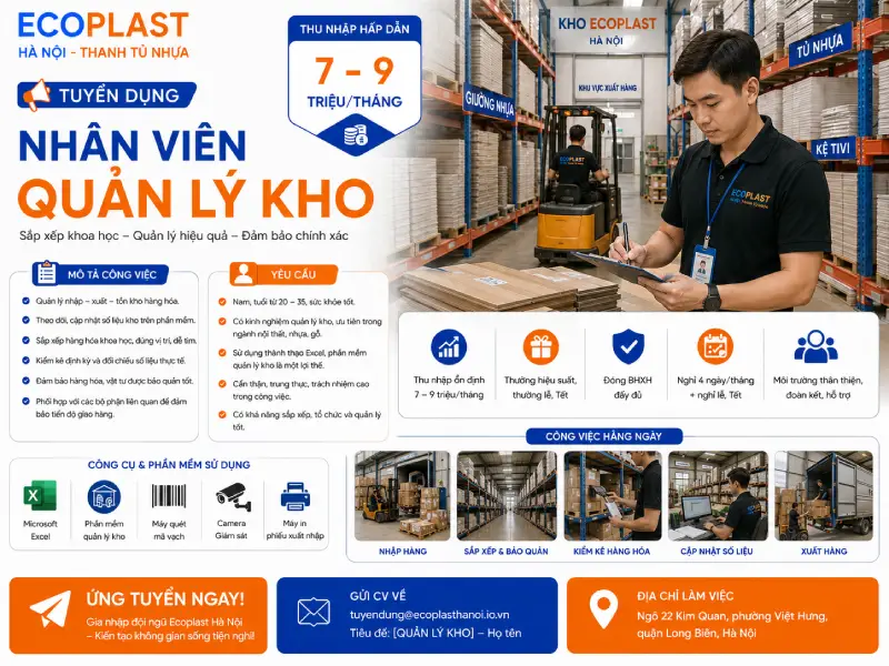tuyển dụng nhân viên quản lí kho