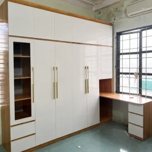 Tủ nhựa quần áo 5 cánh mở 1 kệ liền bàn học/làm việc Ecoplast EC-TNEC121