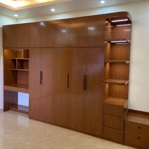 Tủ nhựa quần áo 5 cánh mở 1 kệ liền bàn học/làm việc Ecoplast EC-TNEC121