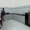 Tủ bếp nhựa Ecoplast chữ L chỉ có bếp dưới EC-TBNL21
